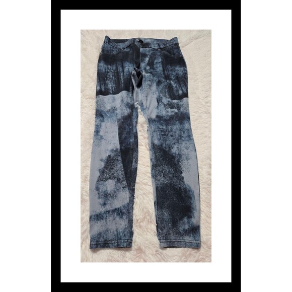HUE Blue Acid Wash High Rise Stretch Jegging Jeans Size Large 32x29 - Picture 1 of 12